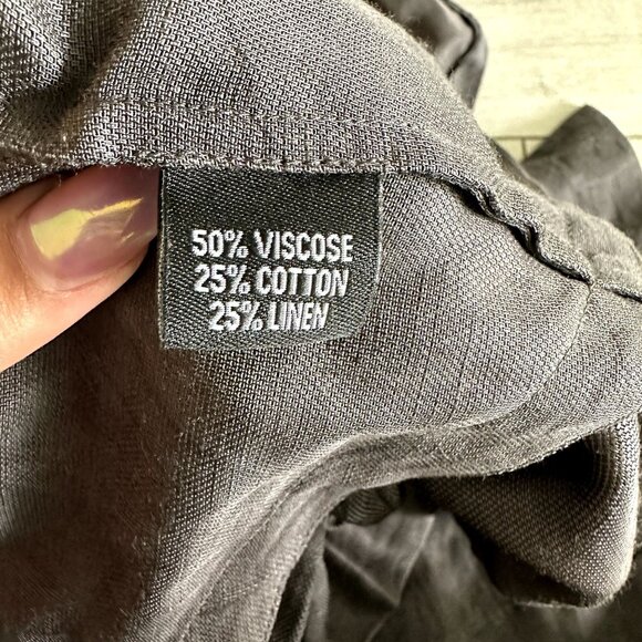 Alldressedup Dark Grey Charcoal Short Sleeve Ruffle Wrap Top Women's Size Petite - Picture 3 of 6